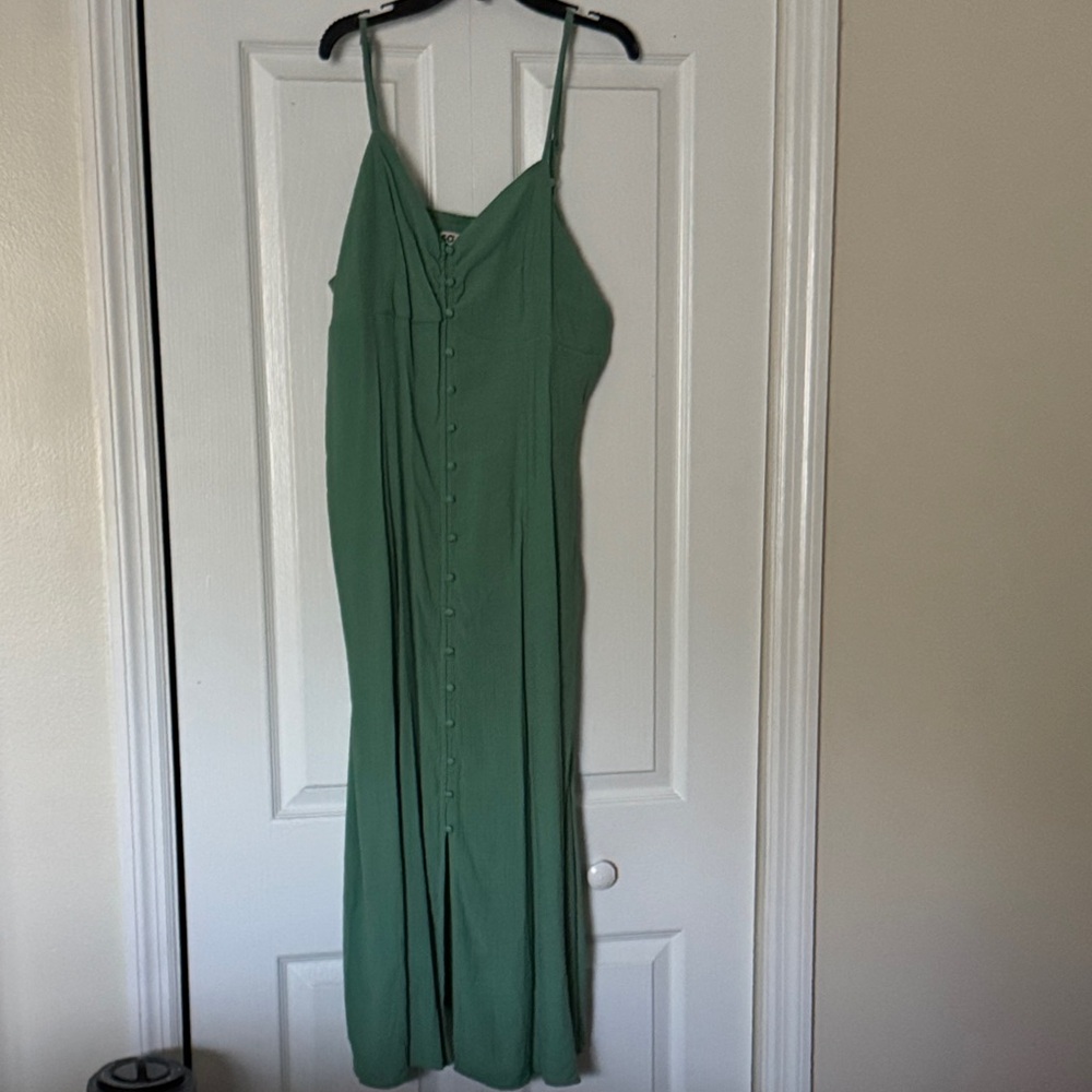 SO Green Button-Down Maxi Dress